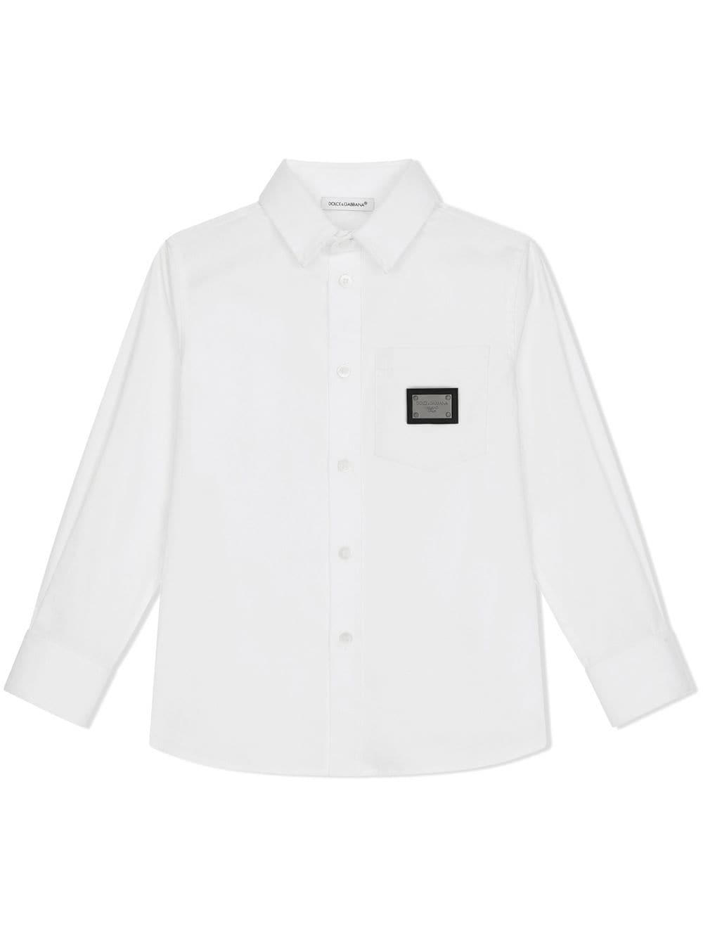 Camicia con placca logo per bambino Dolce & Gabbana Kids bianco con colletto classico - Rubino Kids