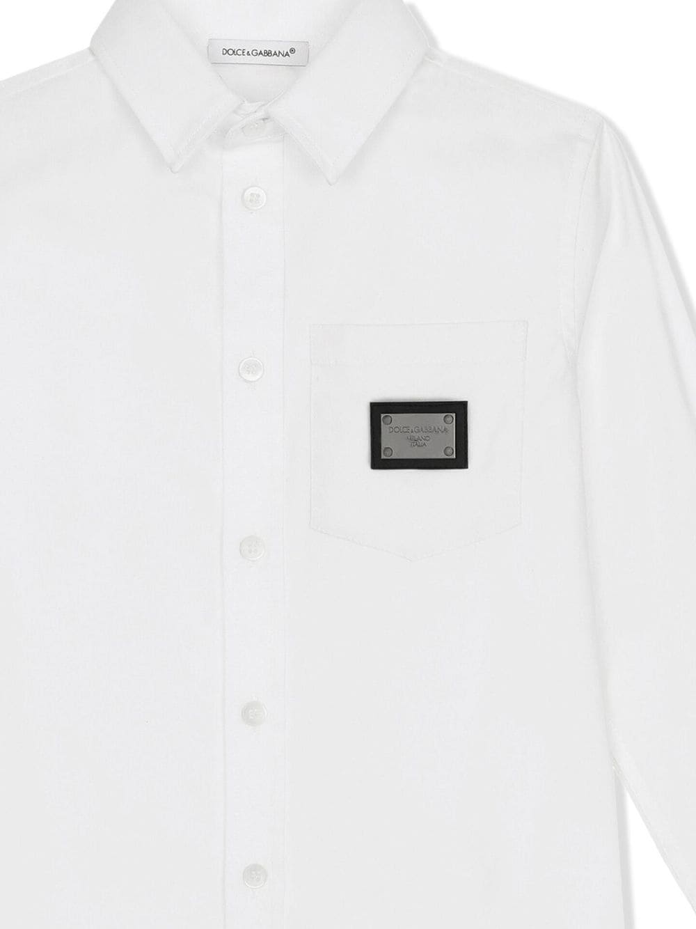 Camicia con placca logo per bambino Dolce & Gabbana Kids bianco con colletto classico - Rubino Kids