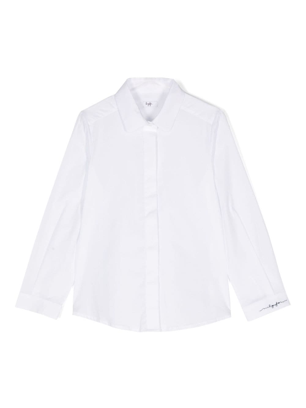 Camicia con ricamo per bambina Il Gufo bianco con colletto classico - Rubino Kids