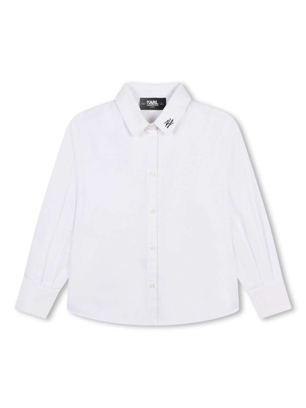 Camicia con ricamo per bambina Karl Lagerfeld Kids bianca con logo sul retro - Rubino Kids