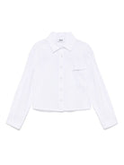 Camicia con ricamo per bambina MSGM Kids bianca con logo sul petto - Rubino Kids