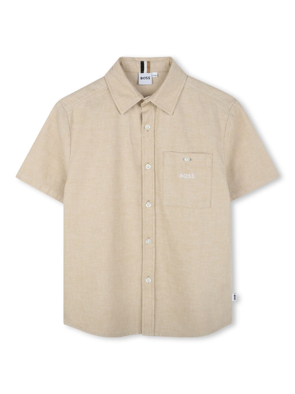 Camicia con ricamo per bambino BOSS Kidswear beige con colletto classico - Rubino Kids