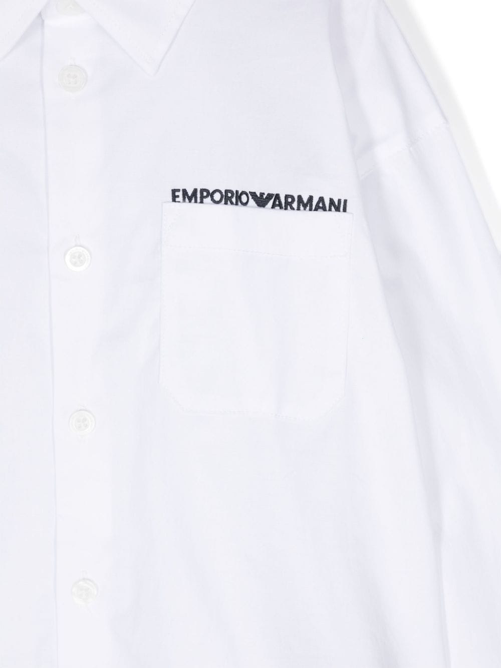 Camicia con ricamo per bambino Emporio Armani Kids bianco con logo sul petto - Rubino Kids