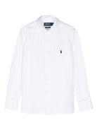 Camicia con ricamo per bambino Ralph Lauren Kids bianca con colletto classico - Rubino Kids