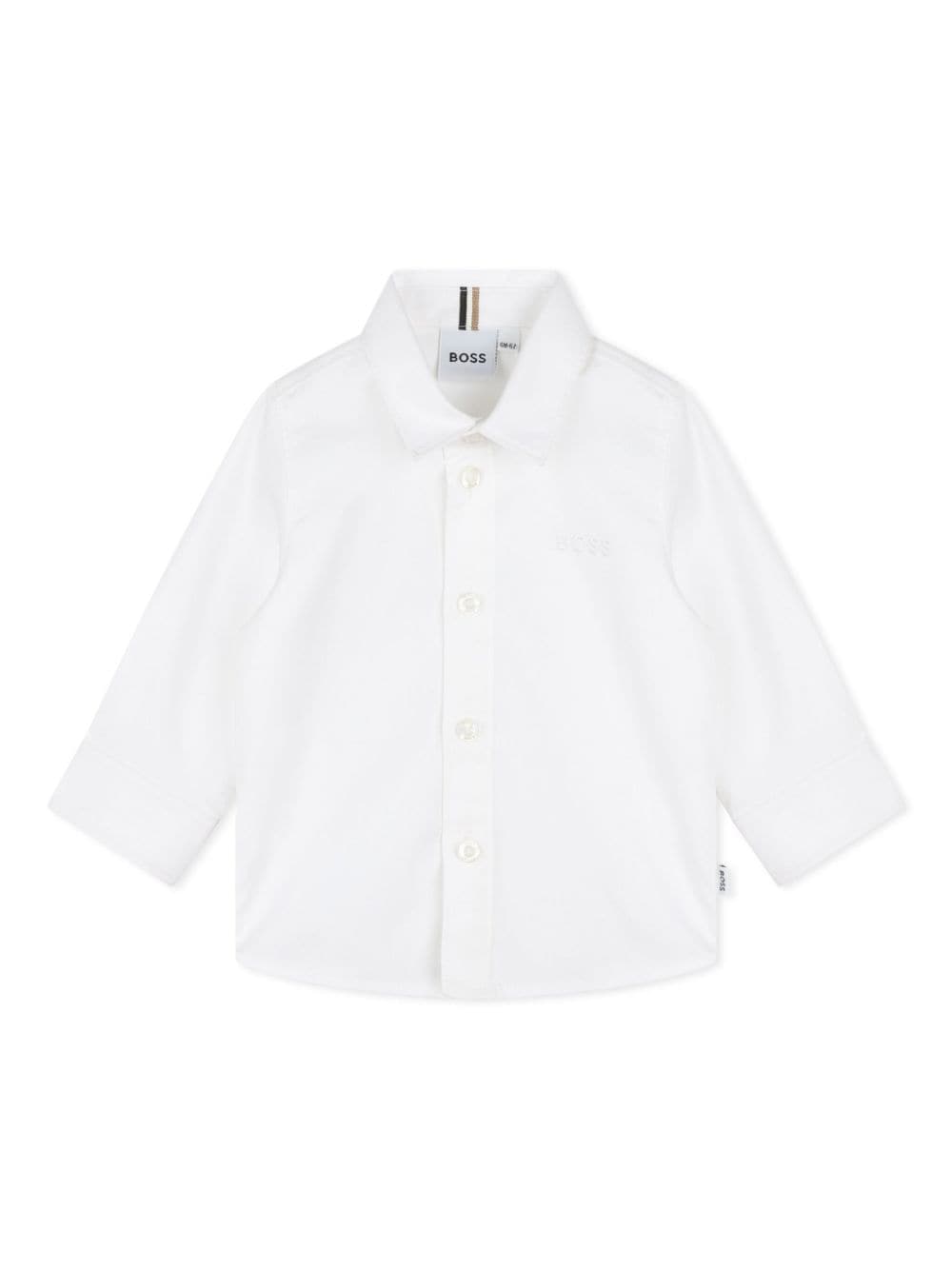 Camicia con ricamo per neonato BOSS Kidswear bianco con logo sul petto - Rubino Kids