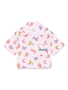 Camicia con stampa banane per bambina Palm Angels Kids rosa con rifinitura con ruches - Rubino Kids