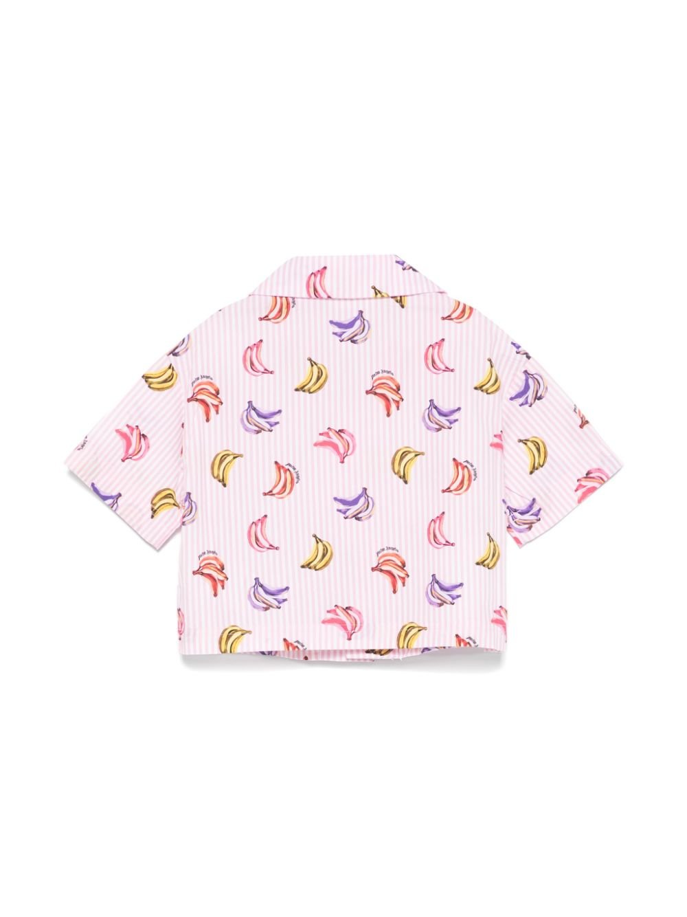 Camicia con stampa banane per bambina Palm Angels Kids rosa con rifinitura con ruches - Rubino Kids