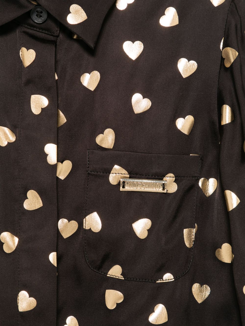 Camicia con stampa cuore per bambina Moschino Kids nera con colletto classico - Rubino Kids