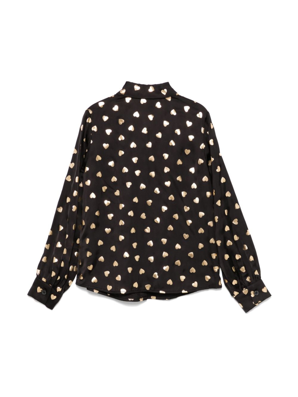 Camicia con stampa cuore per bambina Moschino Kids nera con colletto classico - Rubino Kids