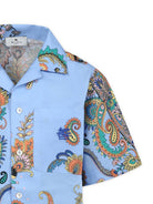 Camicia con stampa paisley per bambino ETRO KIDS azzurro con colletto alla cubana - Rubino Kids