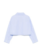 Camicia con strass per bambina Palm Angels Kids azzurro con motivo gessato - Rubino Kids