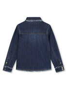 Camicia denim con frange per bambina Chloé Kids blu con cuciture a contrasto - Rubino Kids