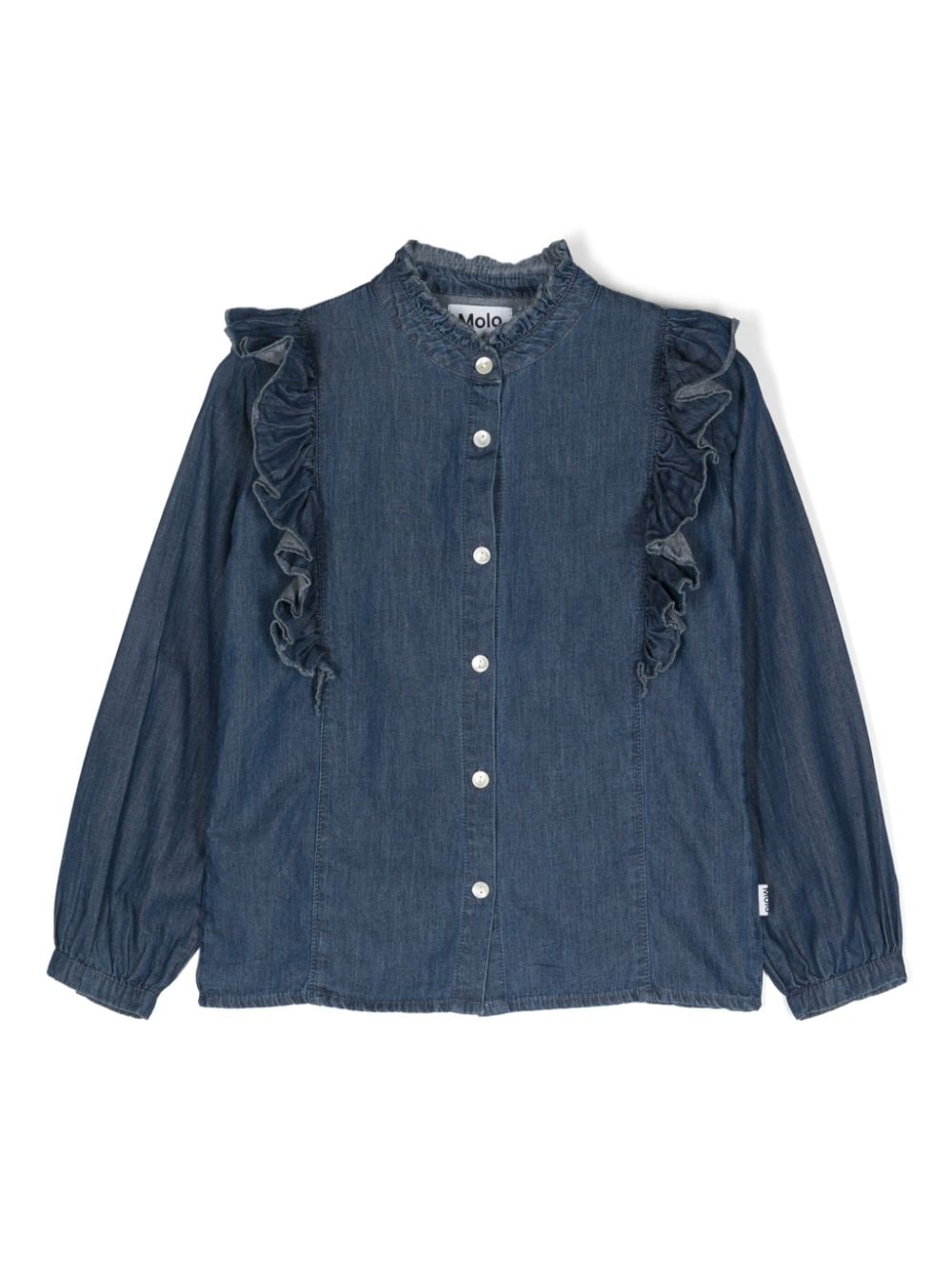 Camicia denim Raphaella per bambina Molo blu con colletto rotondo - Rubino Kids