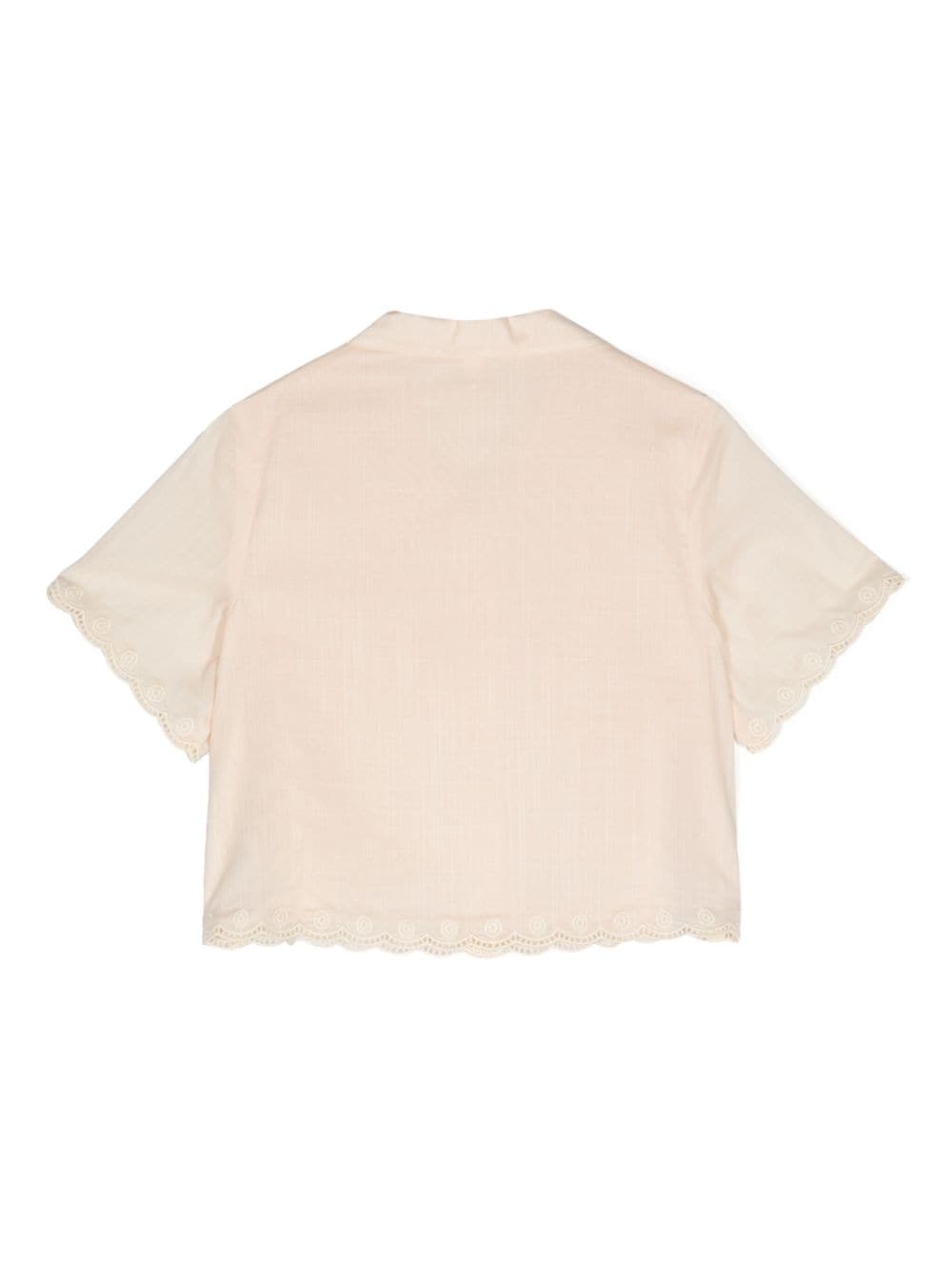 Camicia di cotone in pizzo guipure per bambina ZIMMERMAN Kids beige con colletto da campeggio - Rubino Kids