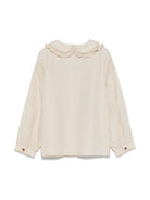 Camicia di piastrelle per bambina Donsje beige con polsini con bottoni - Rubino Kids