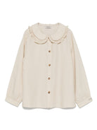 Camicia di piastrelle per bambina Donsje beige con polsini con bottoni - Rubino Kids