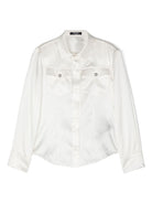 Camicia di raso per bambina Balmain Kids bianco con colletto classico - Rubino Kids