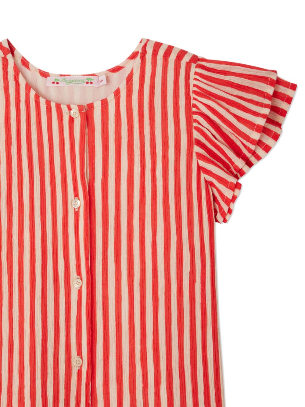 Camicia Enigma per bambina Bonpoint rosso con maniche ad aletta - Rubino Kids