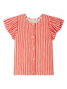 Camicia Enigma per bambina Bonpoint rosso con maniche ad aletta - Rubino Kids