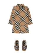 Camicia in cotone a quadri per neonato Burberry Kids beige con orlo dritto - Rubino Kids