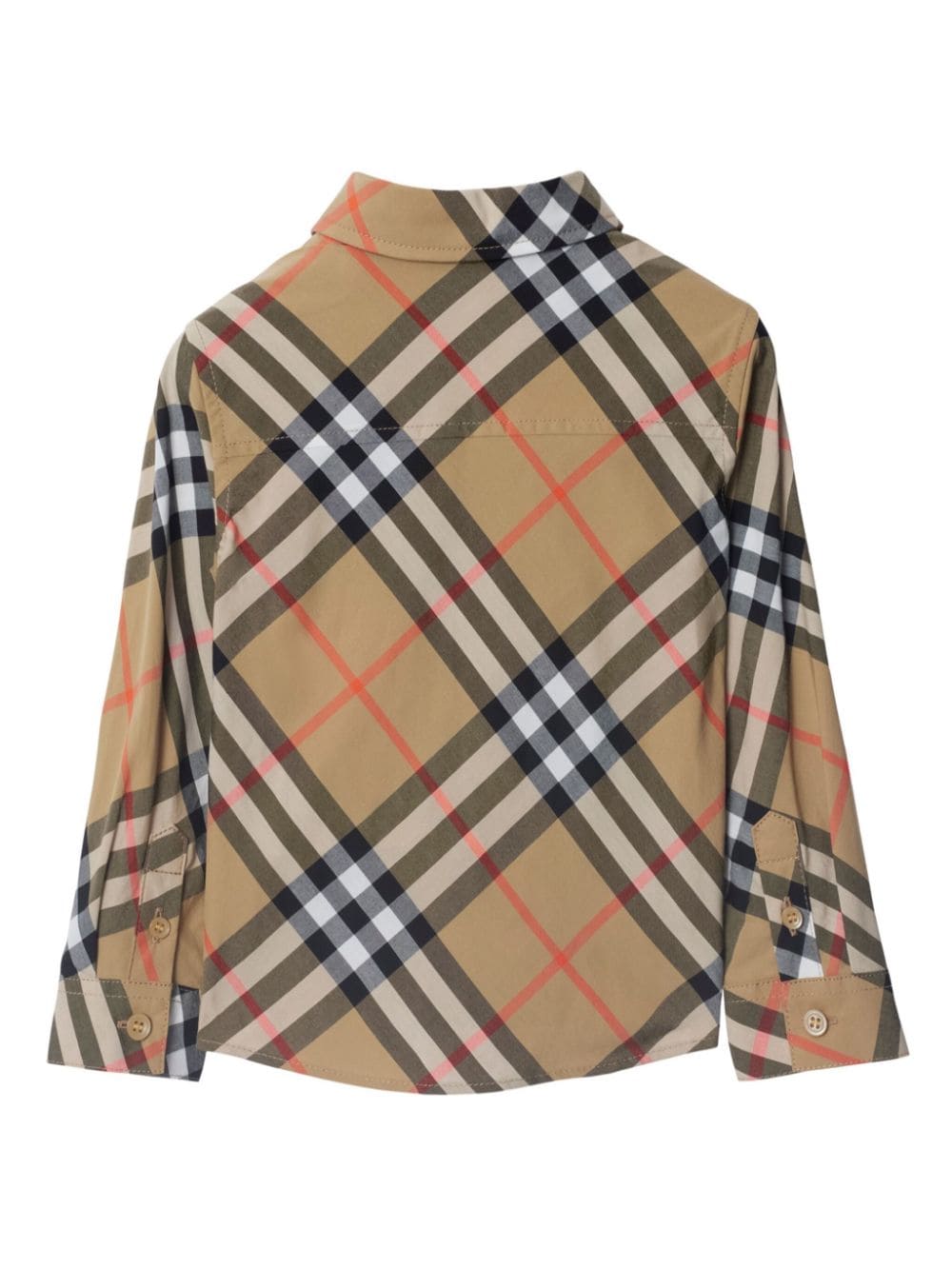 Camicia in cotone a quadri per neonato Burberry Kids beige con orlo dritto - Rubino Kids