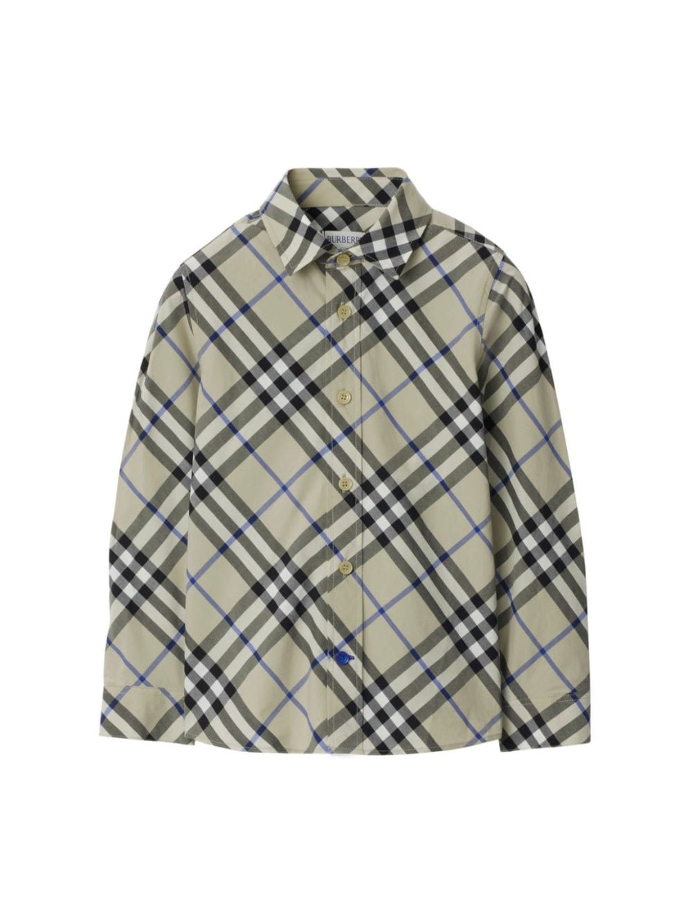 Camicia in cotone con motivo vintage check per bambino Burberry Kids grigio con colletto alla francese<BR/> - Rubino Kids