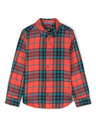 Camicia in flanella per bambini Scotch & Soda Kids rosso e verde con stampa a quadrettoni - Rubino Kids