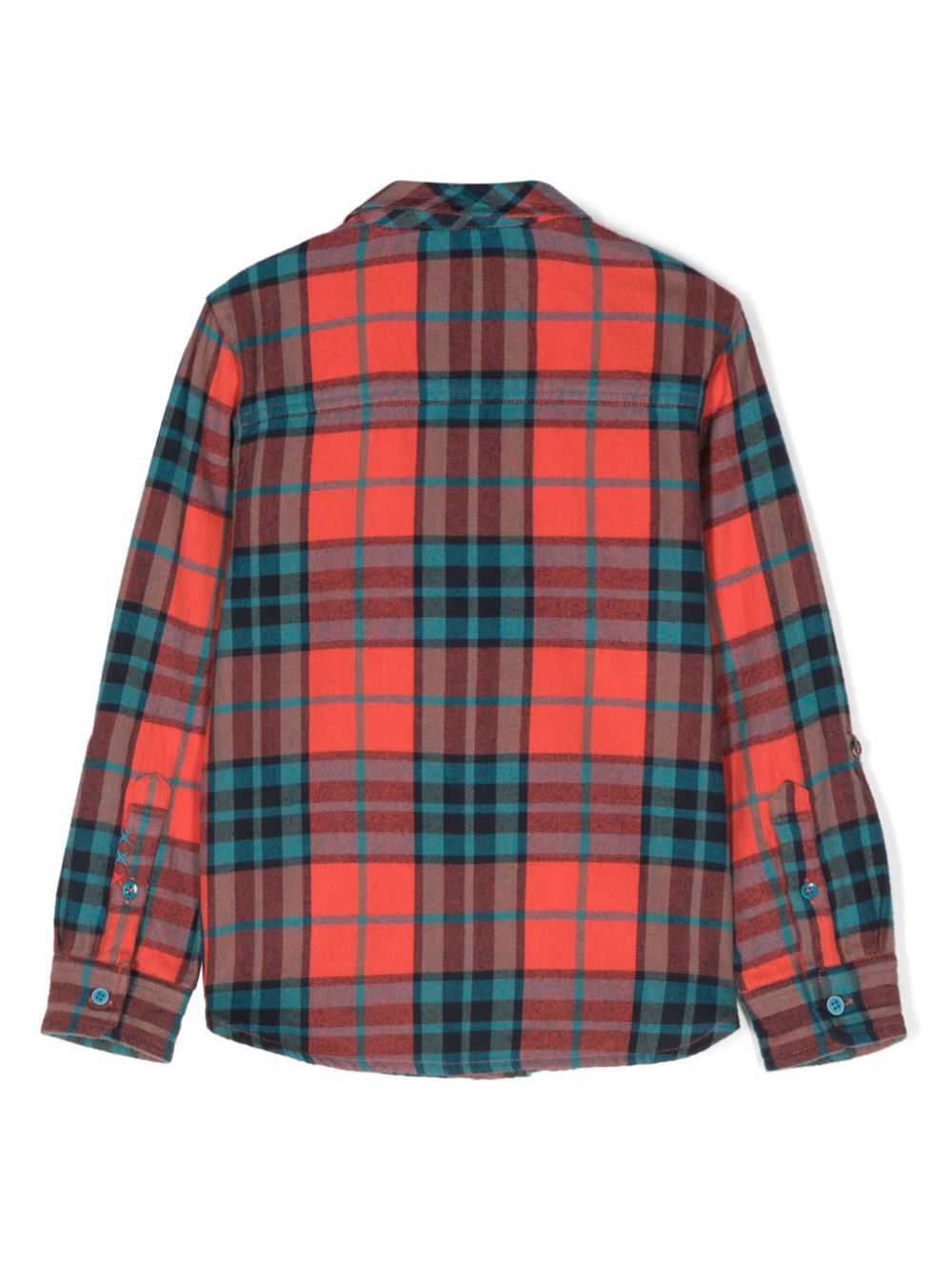 Camicia in flanella per bambini Scotch & Soda Kids rosso e verde con stampa a quadrettoni - Rubino Kids