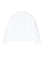 Camicia in popeline per bambina Calvin Klein Kids bianco con maniche voluminose - Rubino Kids