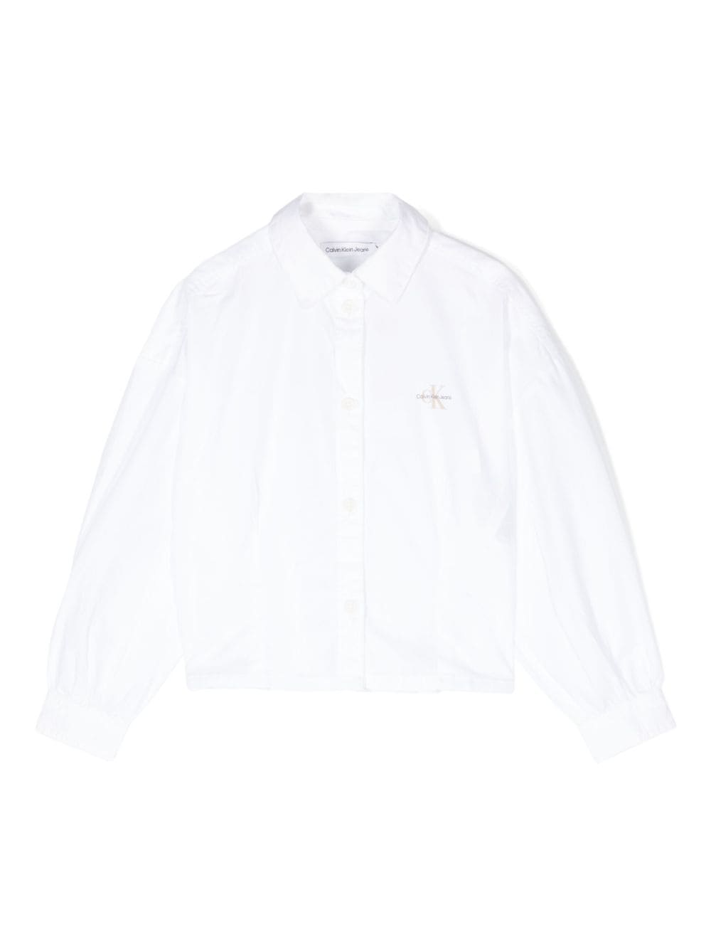 Camicia in popeline per bambina Calvin Klein Kids bianco con maniche voluminose - Rubino Kids