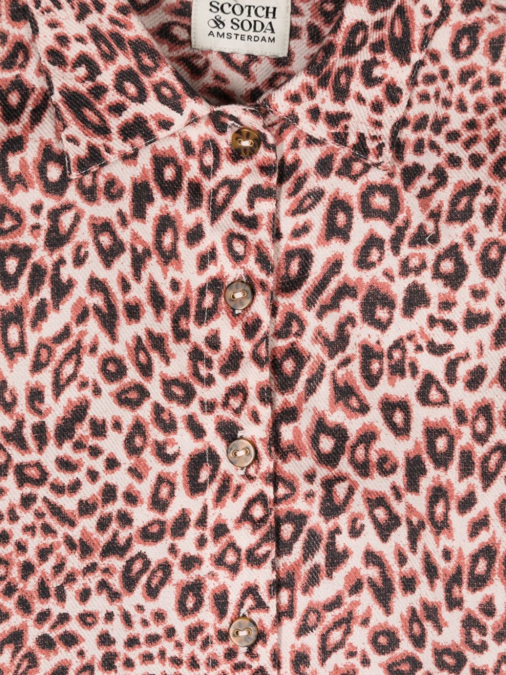 Camicia leopardata per bambina Scotch & Soda rosa con tessuto in twill - Rubino Kids