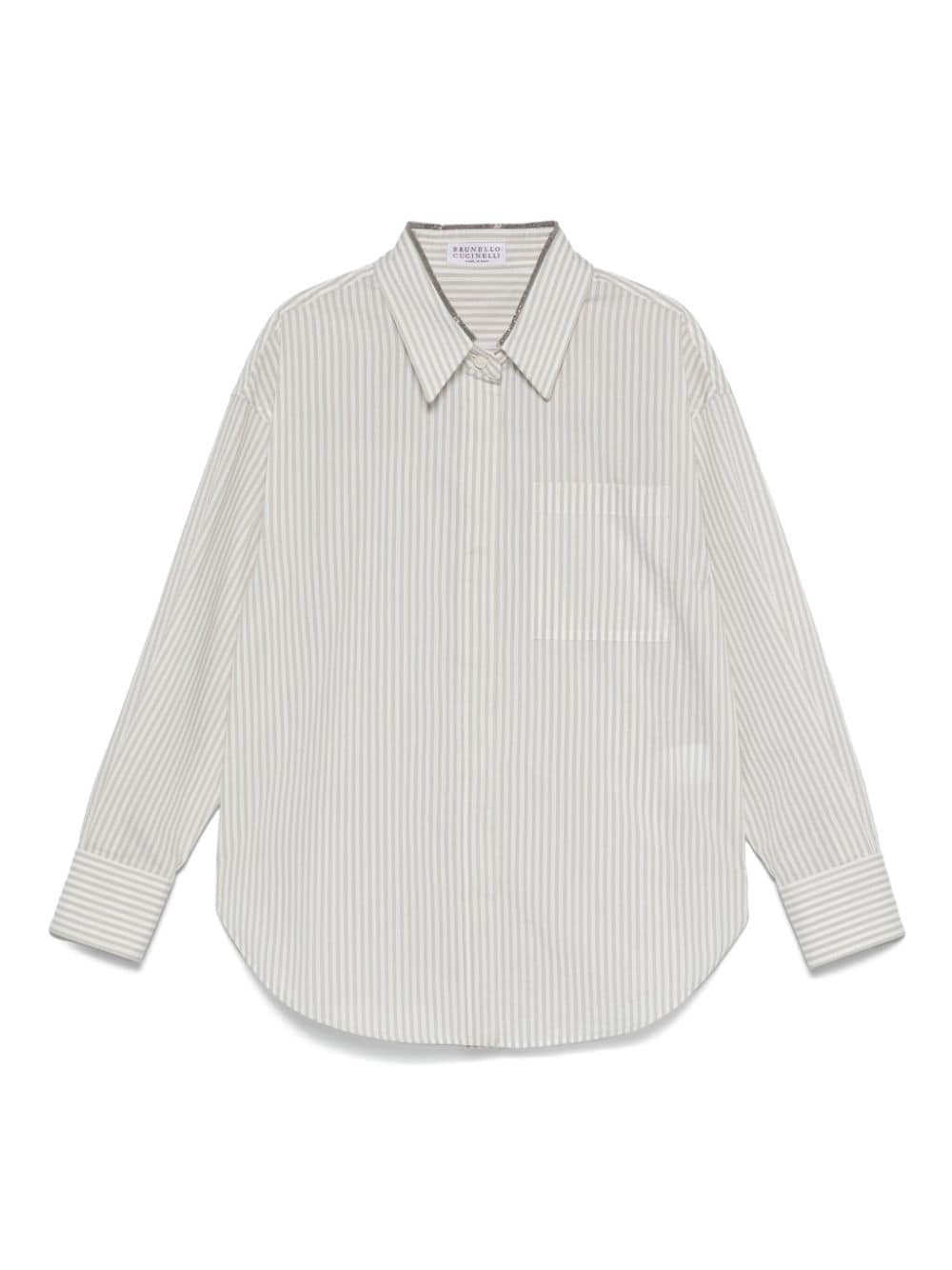 Camicia per bambina Brunello Cucinelli Kids a righe bianco e grigio - Rubino Kids