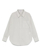 Camicia per bambina Brunello Cucinelli Kids a righe bianco e grigio - Rubino Kids