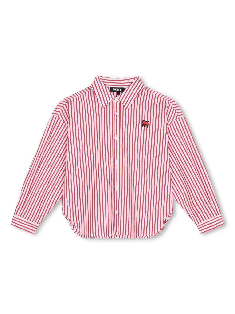 Camicia per bambina Dkny Kids a righe rosso e bianco con trama popeline - Rubino Kids