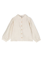 Camicia per bambina Donsje Ister beige con colletto con pettorina - Rubino Kids