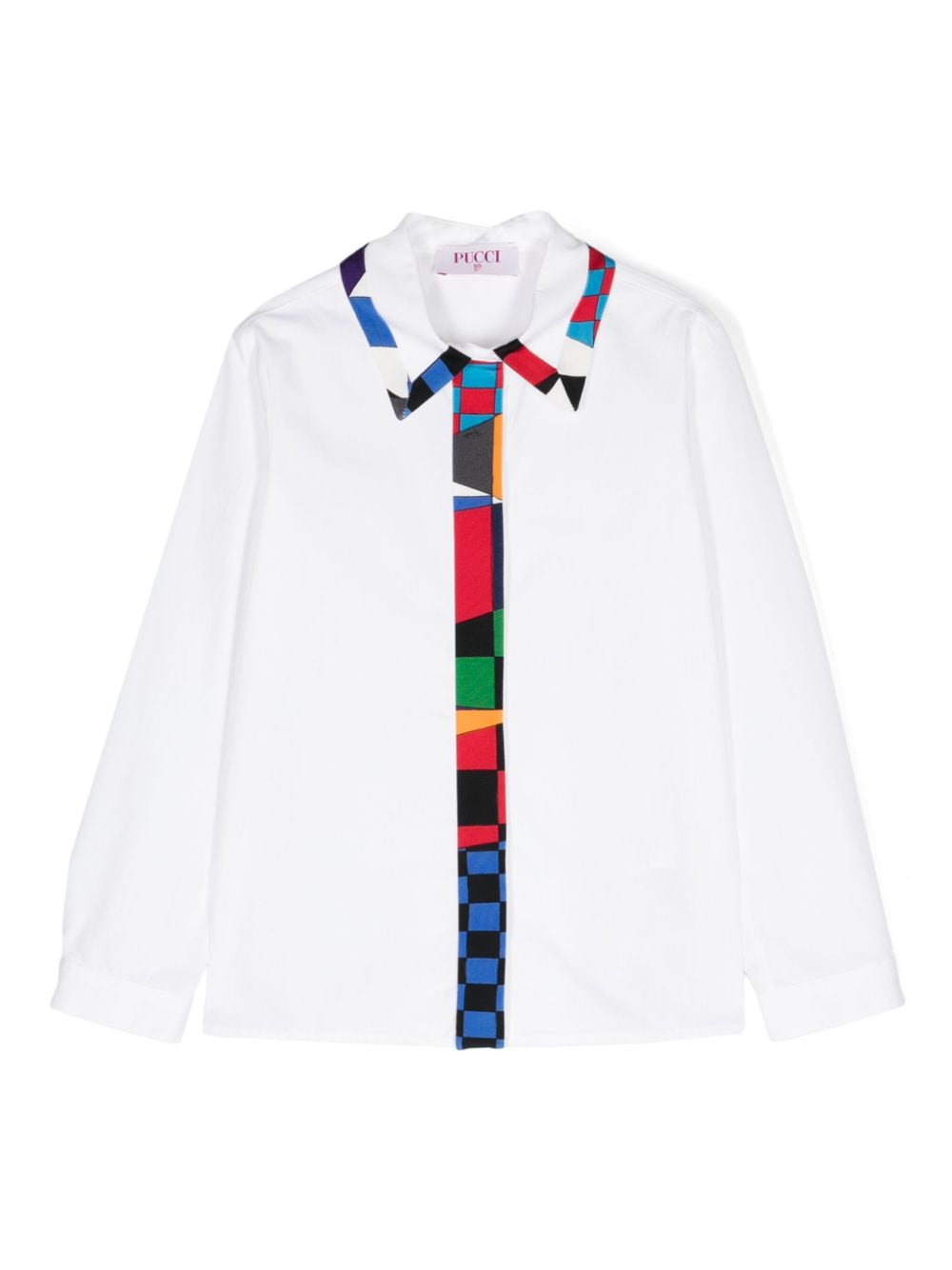 Camicia per bambina Emilio Pucci Junior bianco con rifinitura Giardino - Rubino Kids