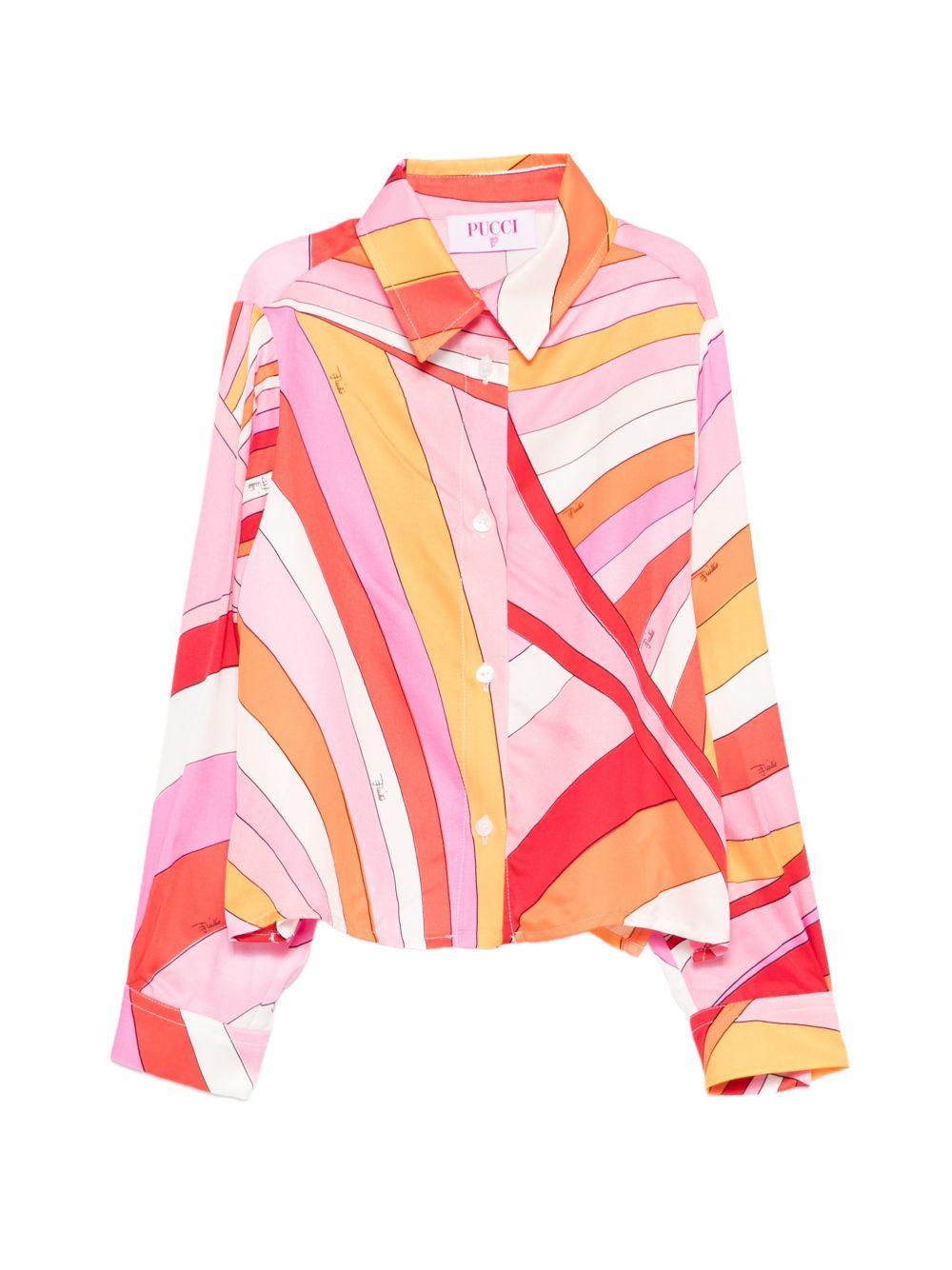 Camicia per bambina Emilio Pucci Junior multicolore con colletto classico - Rubino Kids