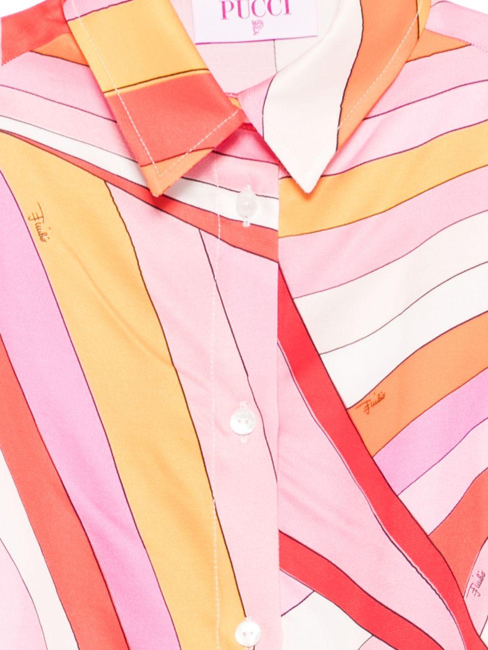 Camicia per bambina Emilio Pucci Junior multicolore con colletto classico - Rubino Kids