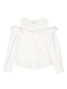 Camicia per bambina Fendi Kids bianco junior con ricamo Fendi Roma - Rubino Kids