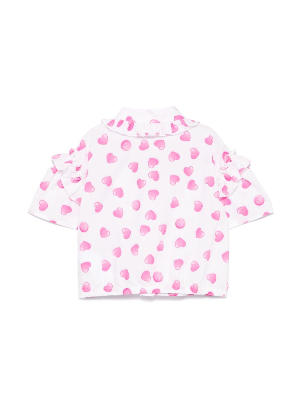 Camicia per bambina Monnalisa bianco con stampa cuori rosa - Rubino Kids