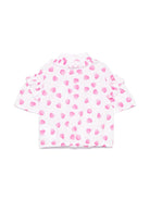 Camicia per bambina Monnalisa bianco con stampa cuori rosa - Rubino Kids