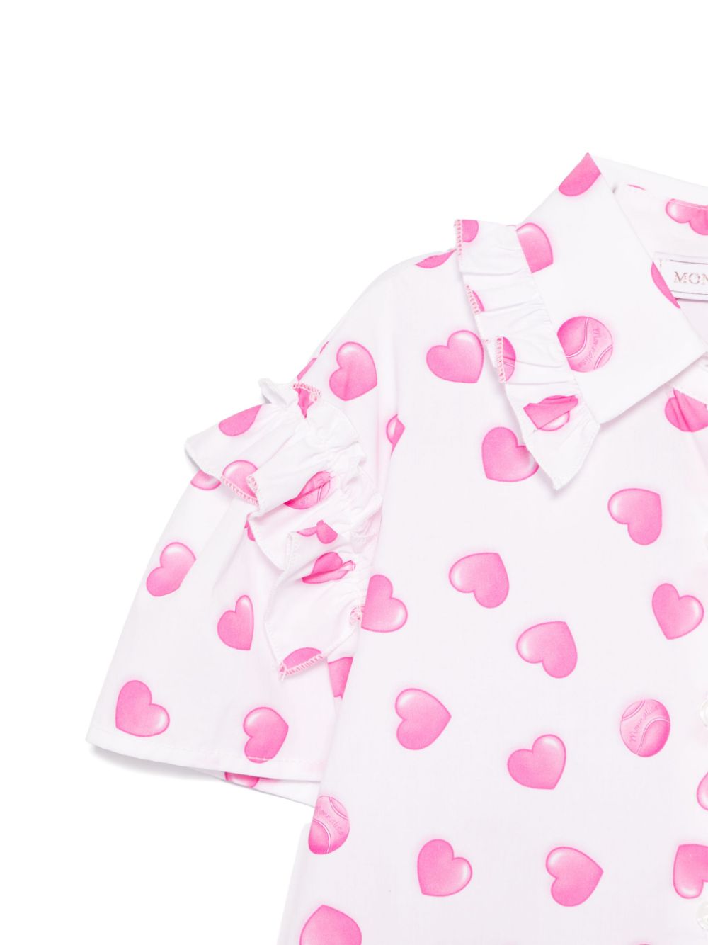 Camicia per bambina Monnalisa bianco con stampa cuori rosa - Rubino Kids