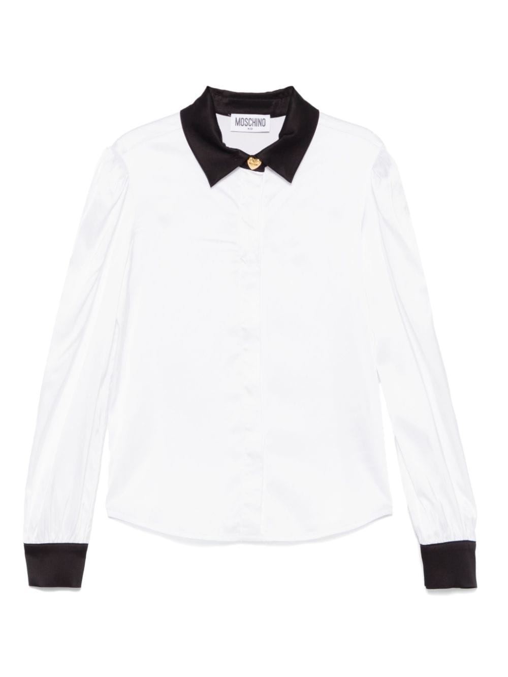 Camicia per bambina Moschino Kids bianco con dettagli a contrasto nero - Rubino Kids