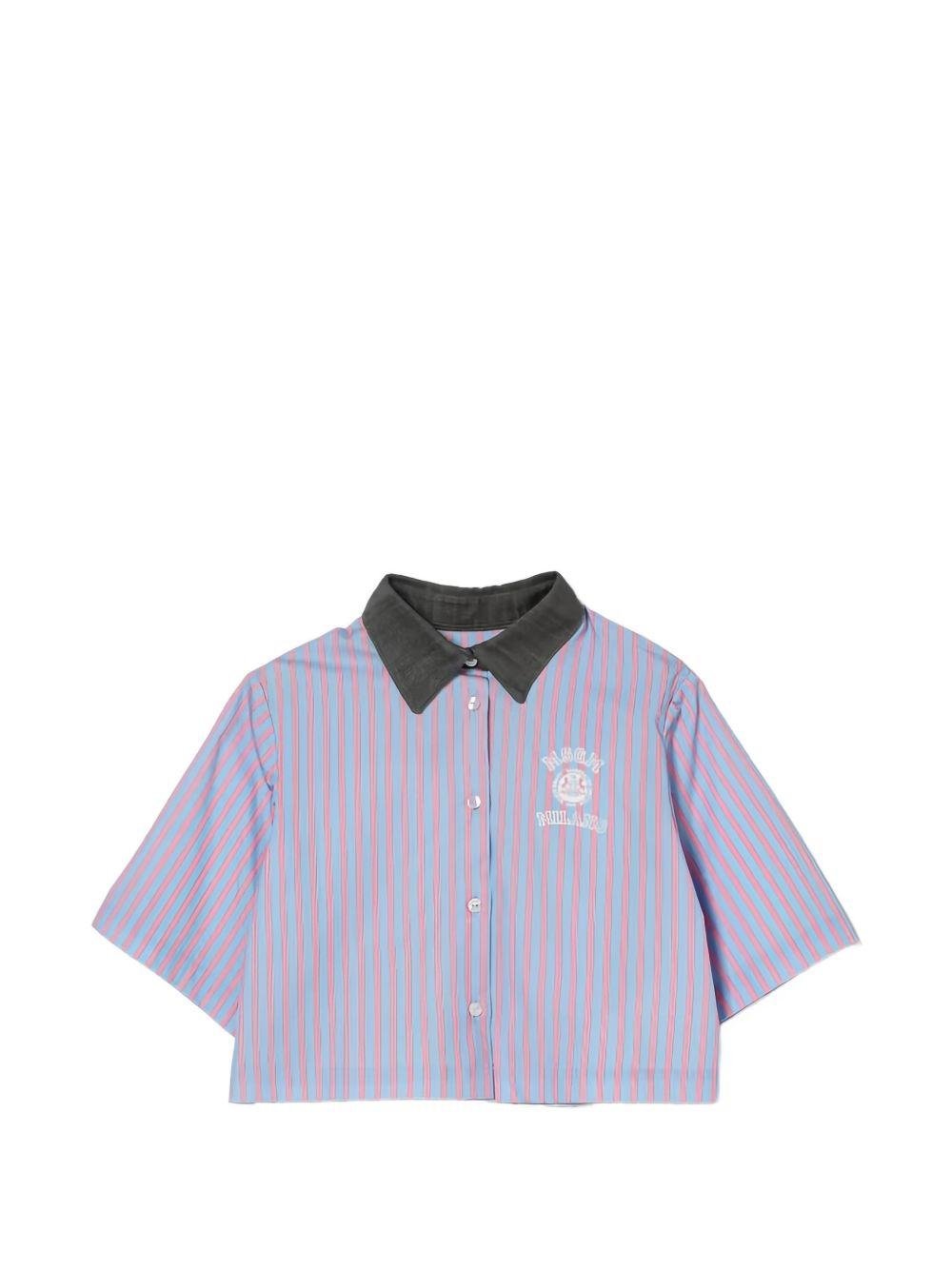 Camicia per bambina MSGM Kids azzurra a righe - Rubino Kids