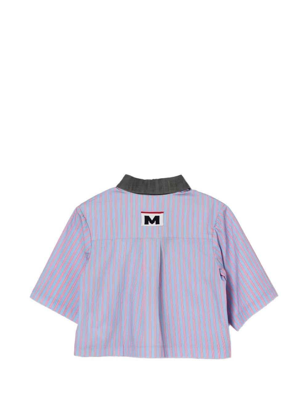 Camicia per bambina MSGM Kids azzurra a righe - Rubino Kids