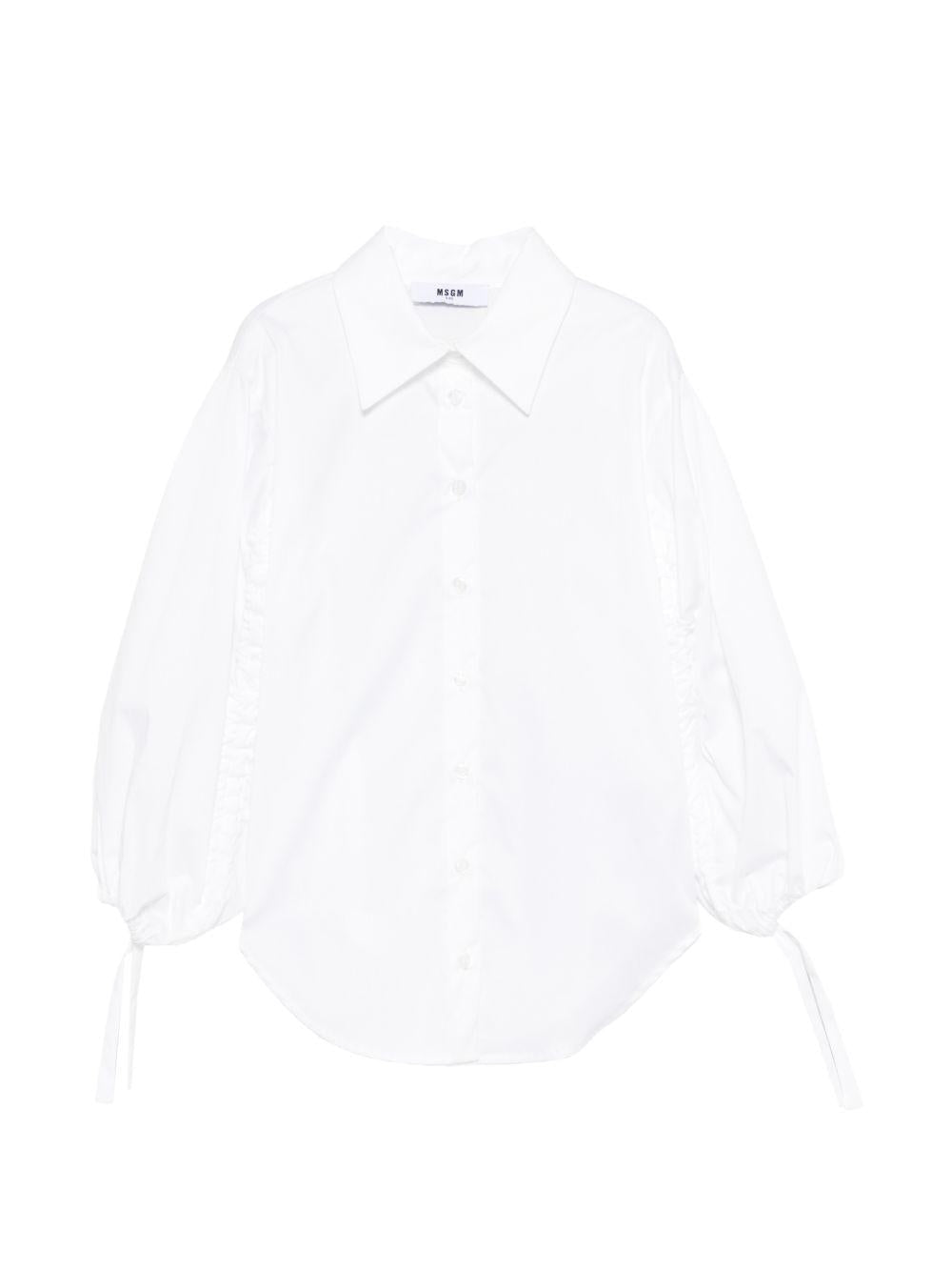 Camicia per bambina MSGM Kids bianca con colletto classico - Rubino Kids