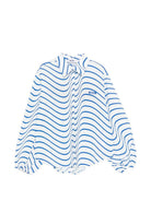 Camicia per bambina MSGM Kids bianca con design a righe ondulate - Rubino Kids