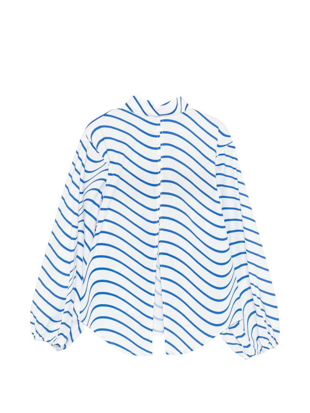 Camicia per bambina MSGM Kids bianca con design a righe ondulate - Rubino Kids