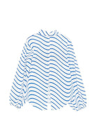 Camicia per bambina MSGM Kids bianca con design a righe ondulate - Rubino Kids