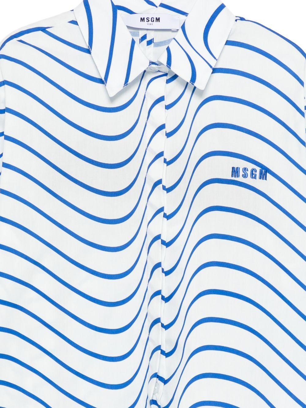 Camicia per bambina MSGM Kids bianca con design a righe ondulate - Rubino Kids